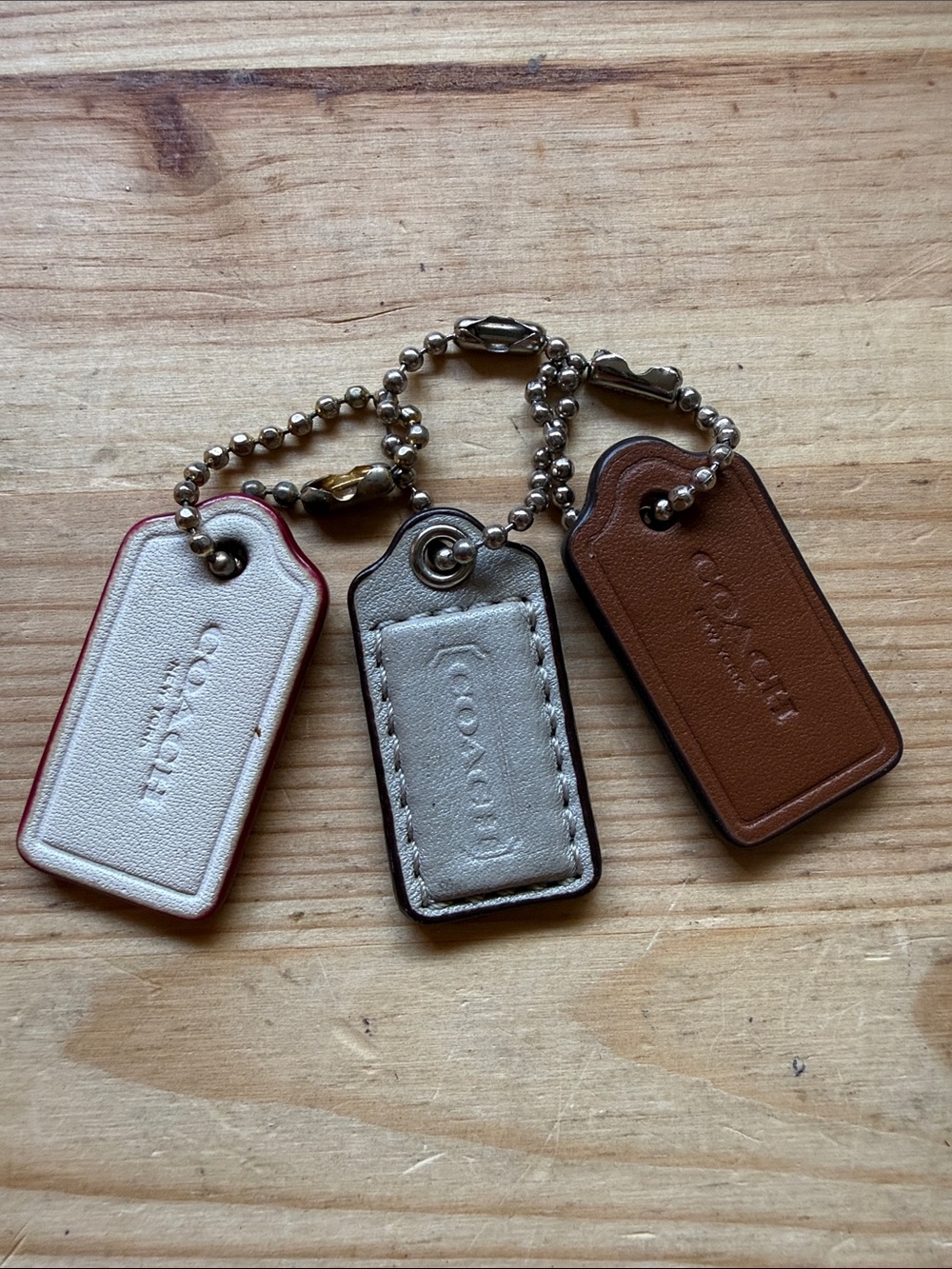 Lot of 3 Small Leather Coach Tags